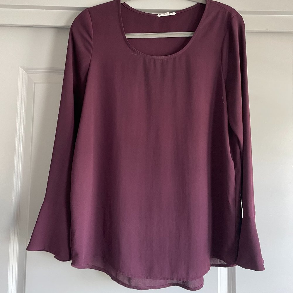Pleonie Plum Chiffon Long Sleeve Blouse
